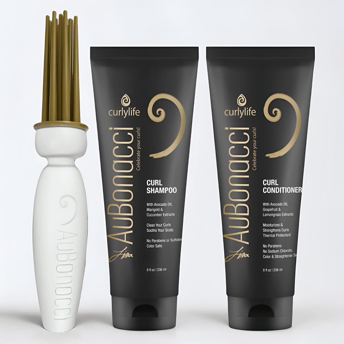 White AuBonacci Styler plus Curl Care Kit - Curly Life Company