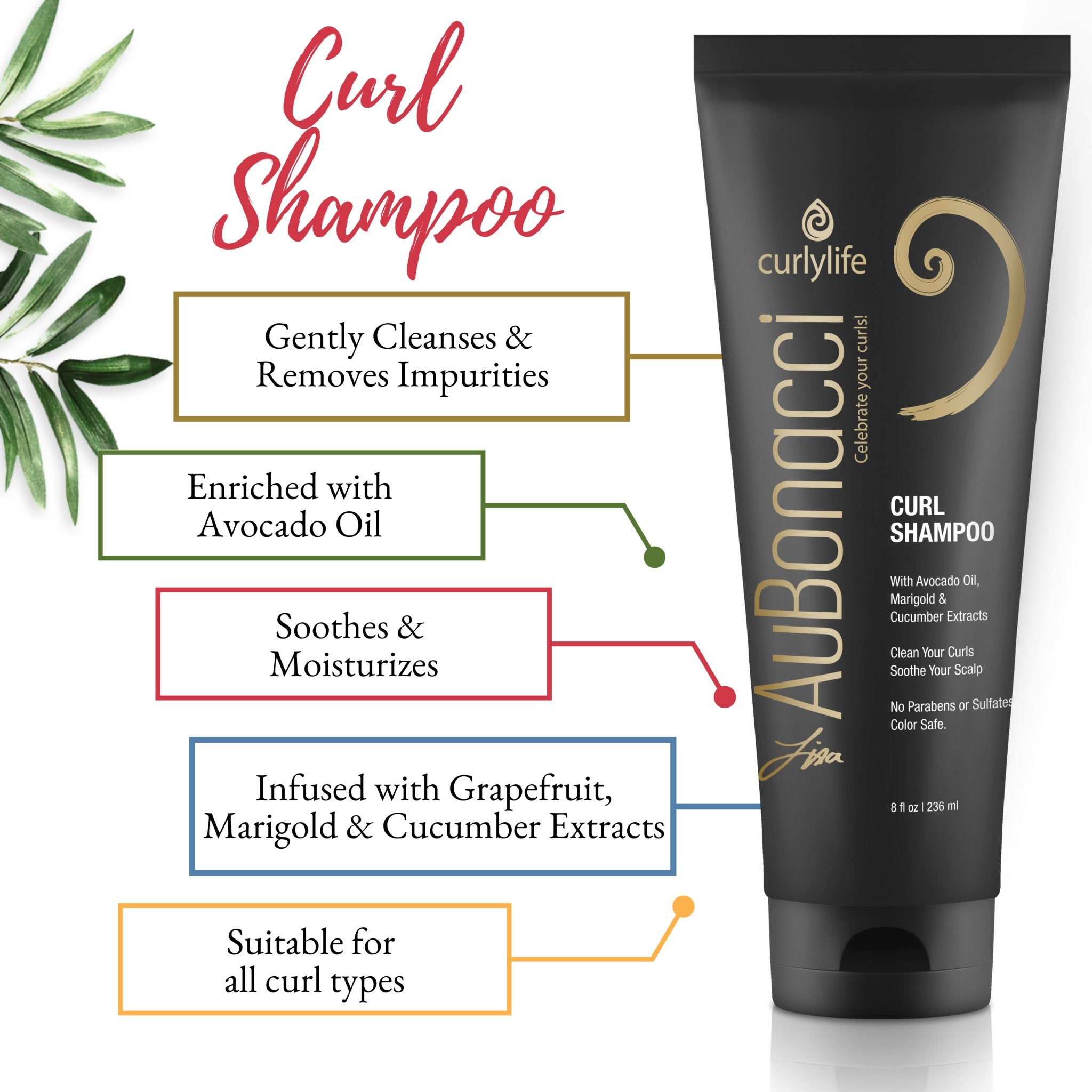 AuBonacci Curl Shampoo 8oz - Clean Your Curls Soothe Your Scalp - curlylife